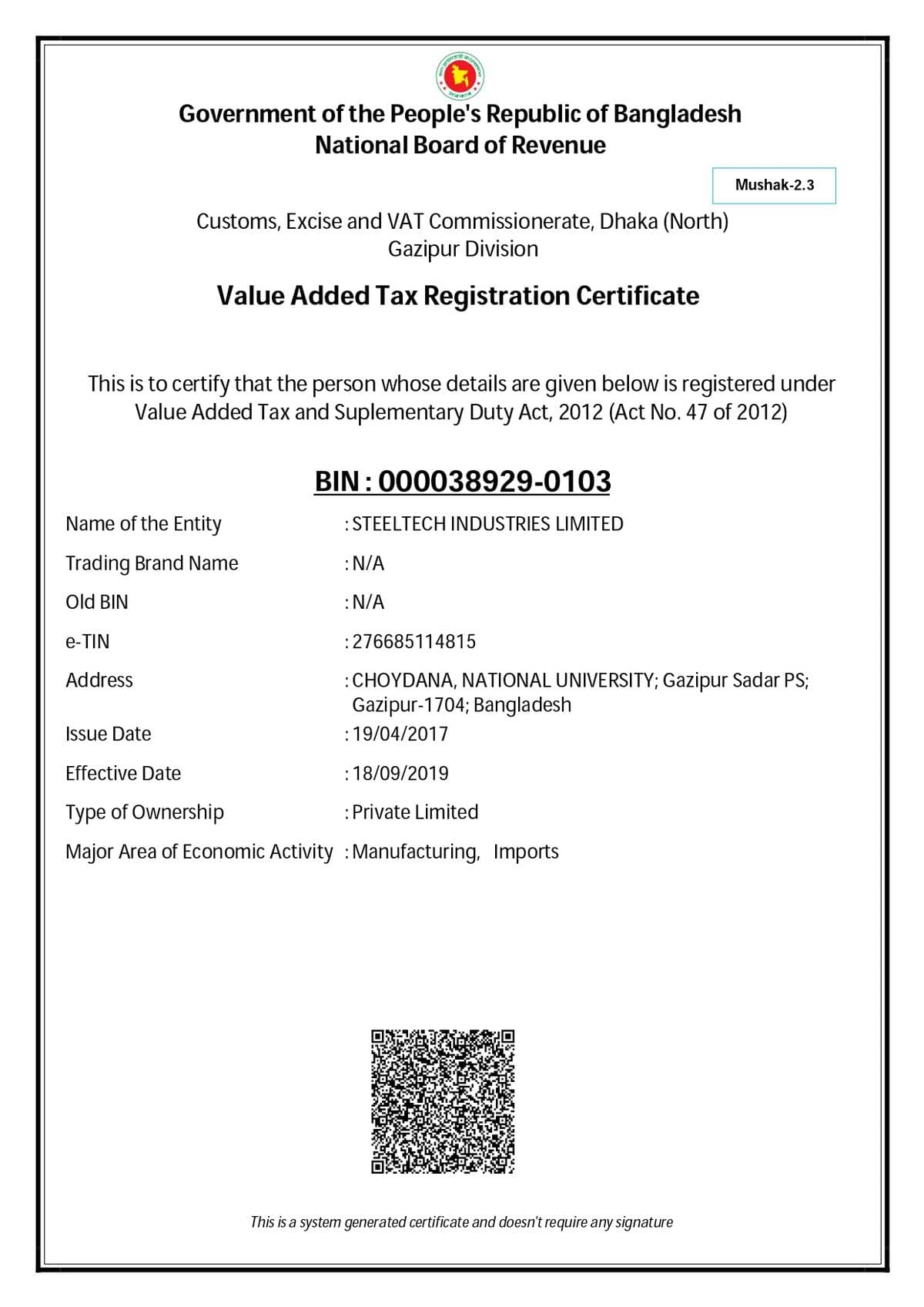 Value Added Tax (VAT) Registration