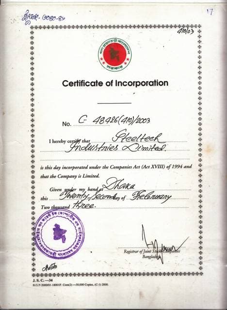 Certificate of Incorporation